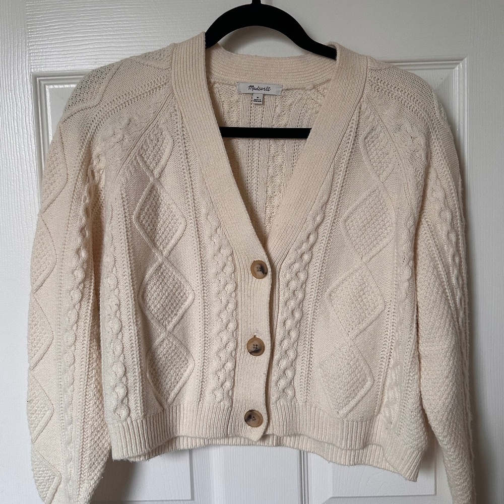 Madewell cropped cream cardigan